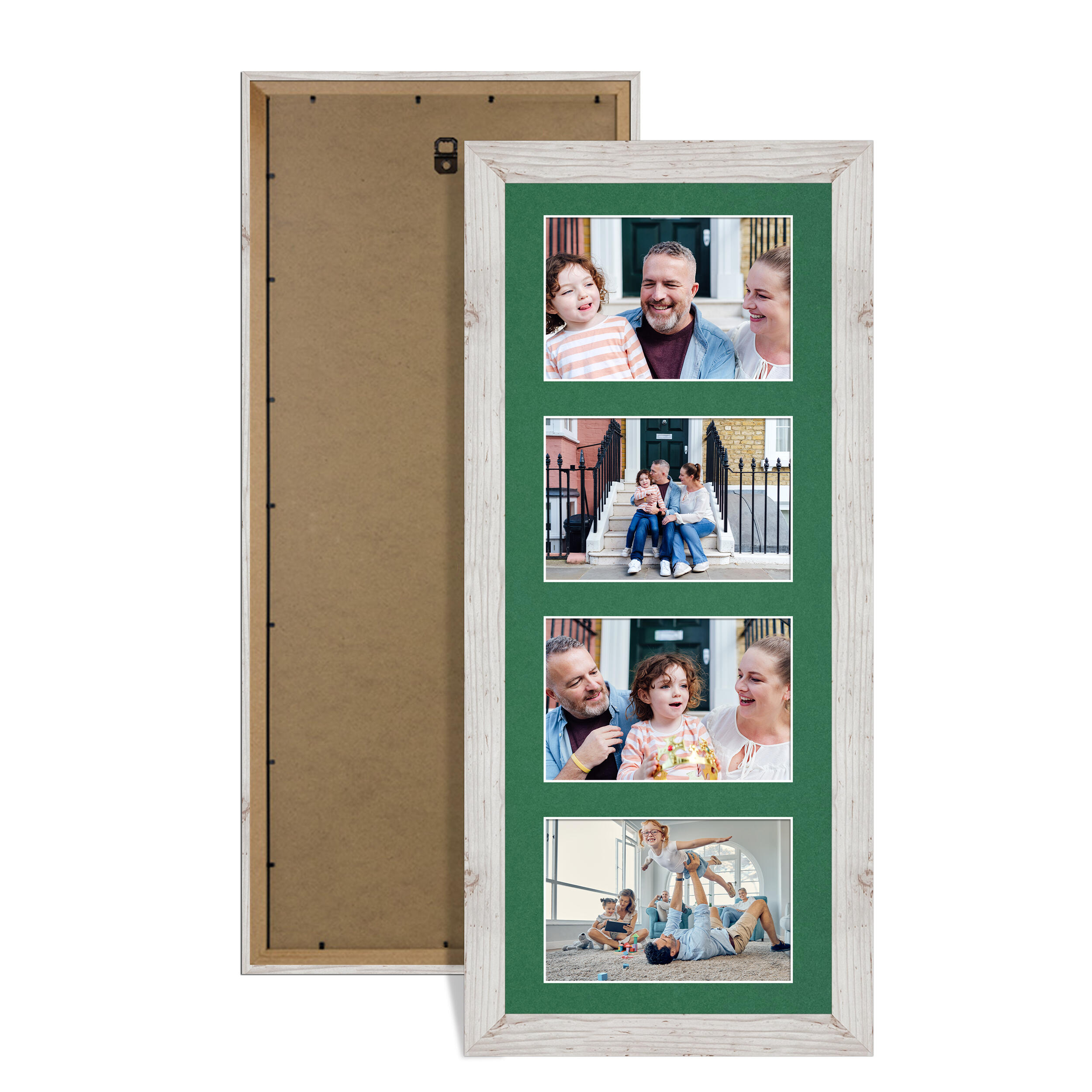 White Rustic Colour Multi Aperture Photo Frame 6X4 (x4) Pictures – Collage Wall Frame For Family Photos – 50x20cm Picture Frame Size