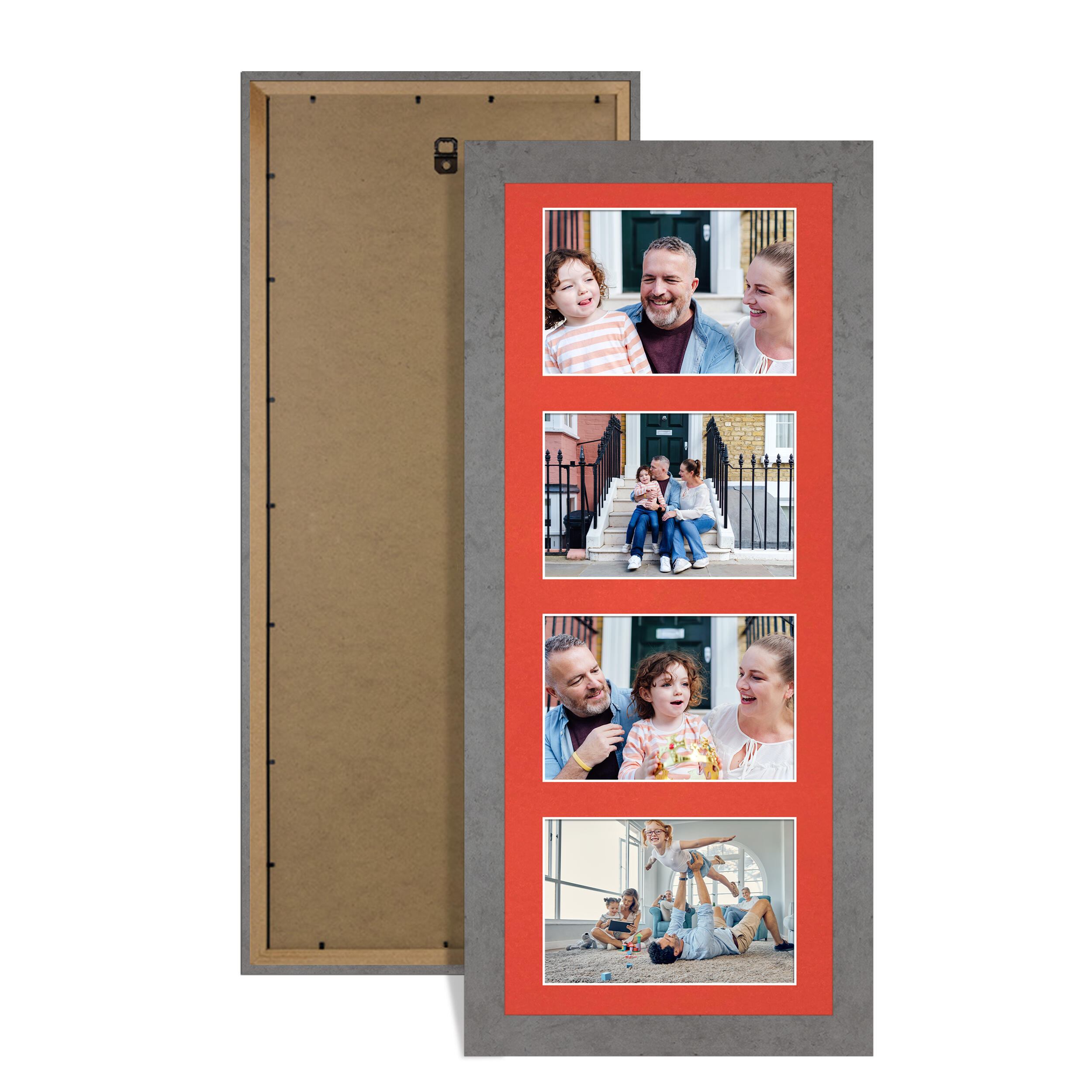 Grey Marble Colour Multi Aperture Photo Frame 6X4 (x4) Pictures – Collage Wall Frame For Loved Ones Photos – 50x20cm Frame Size