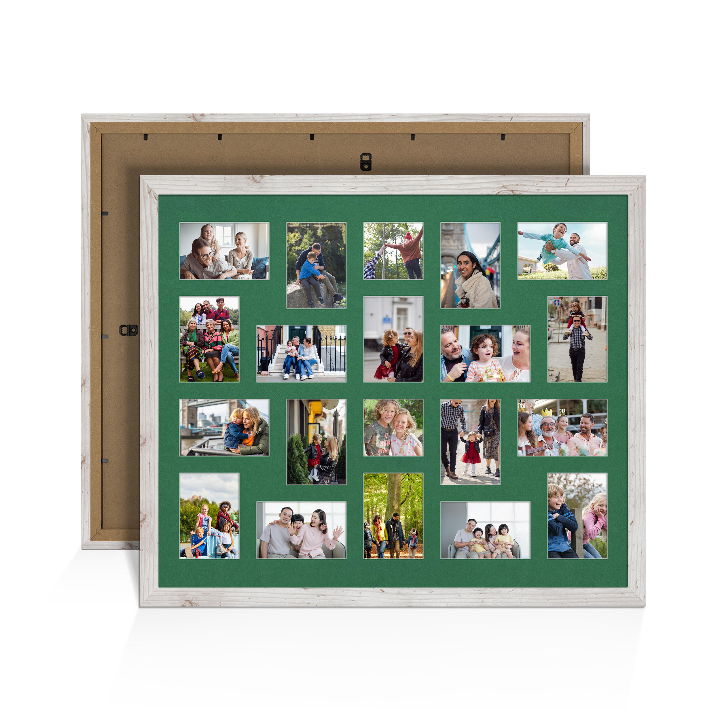 White Rustic Colour Multi Aperture Photo Frame 6X4 (x18) and 4X4 (x2) Pictures – Collage Wall Frame For Loved Ones Photos – 80x70cm Frame Size