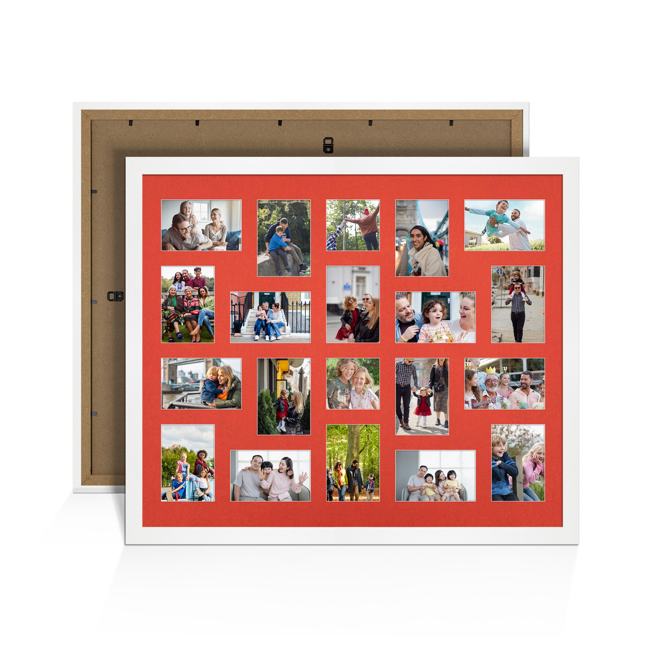 White Colour Multi Aperture Photo Frame 6X4 (x18) and 4X4 (x2) Pictures – Collage Wall Frame For Loved Ones Photos – 80x70cm Frame Size