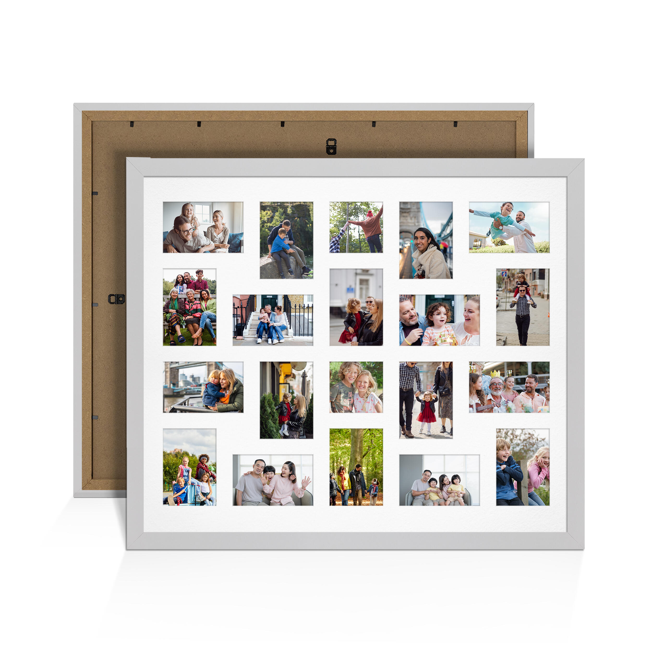 Silver Colour Multi Aperture Photo Frame 6X4 (x18) and 4X4 (x2) Pictures – Collage Wall Frame For Loved Ones Photos – 80x70cm Frame Size