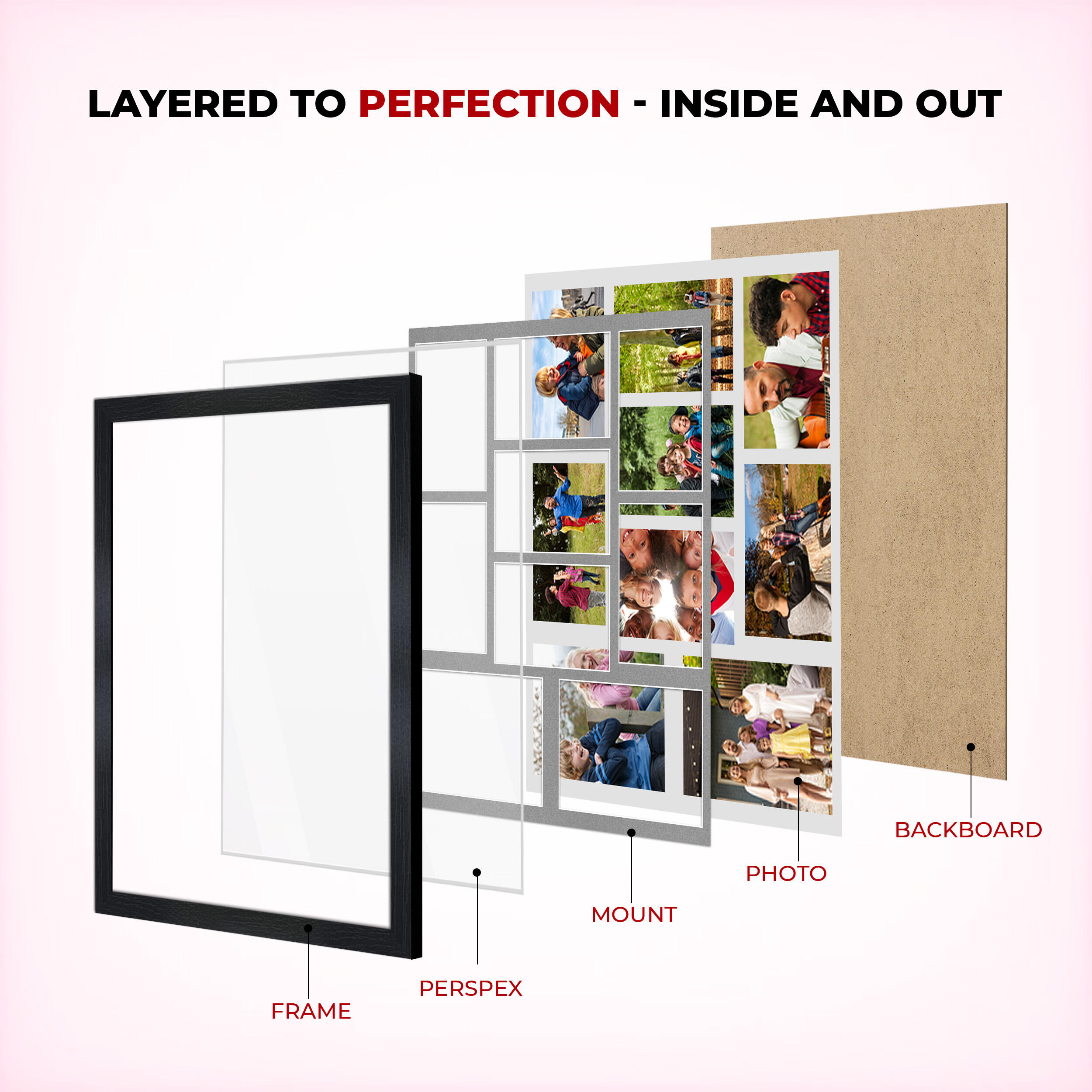 Walnut Colour Multi Aperture Photo Frame 7X5 (x2) and 6X4 (x7) Pictures – Collage Wall Frame For Family Photos – 20x16 Picture Frame Size