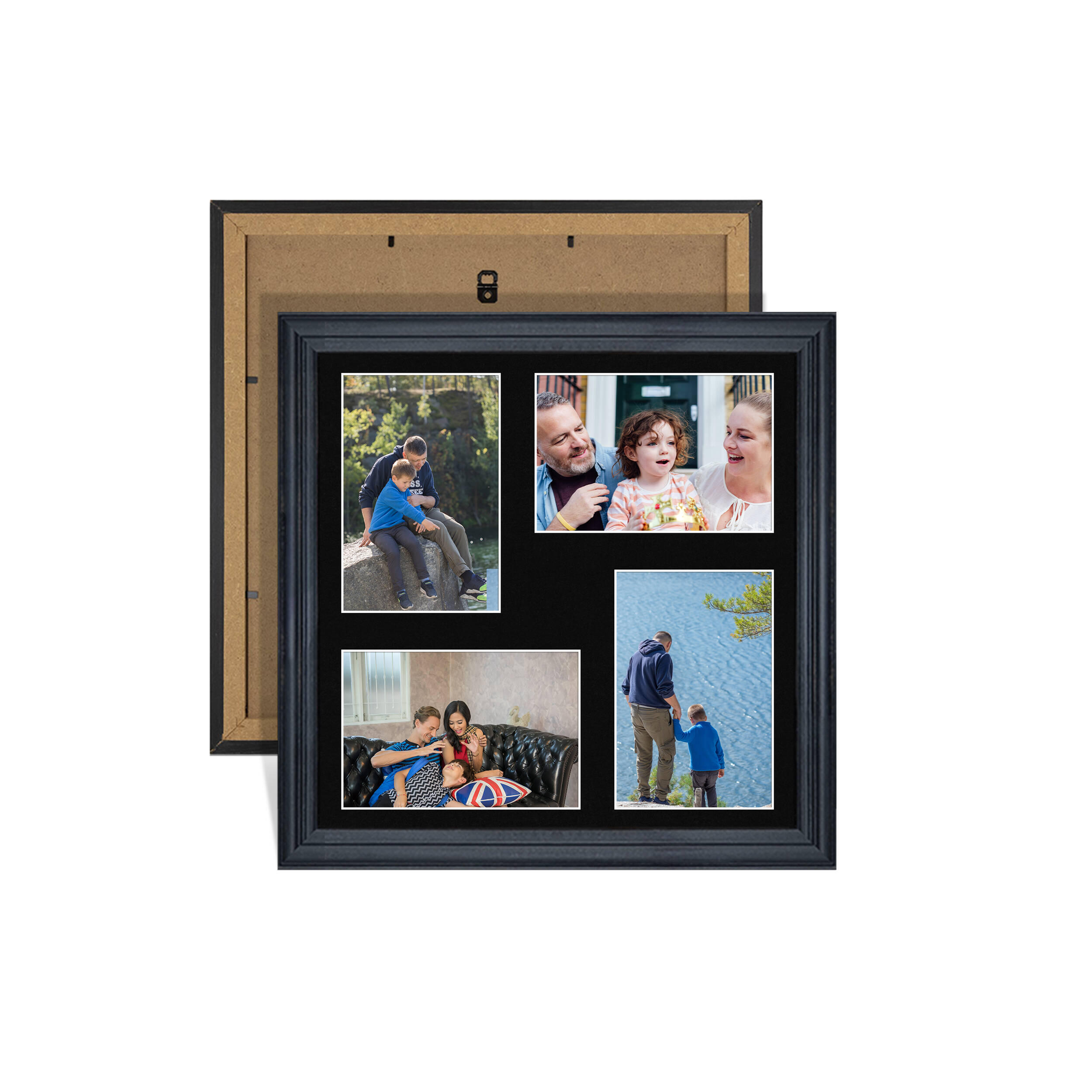 Black Colour Multi Aperture Photo Frame 6X4 (x4) Pictures – Collage Wall Frame For Family Photos – 12x12 Picture Frame Size