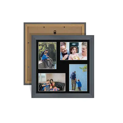 Dark Grey Colour Multi Aperture Photo Frame 6X4 (x4) Pictures – Collage Wall Frame for Family Photos – 12x12 Picture Frame Size