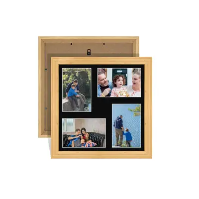 Light Oak Colour Multi Aperture Photo Frame 6X4 (x4) Pictures – Collage Wall Frame For Loved Ones Photos – 12x12 Frame Size