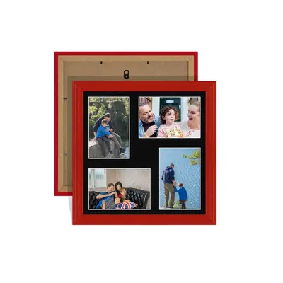 Red Colour Multi Aperture Photo Frame 6X4 (x4) Pictures – Collage Wall Frame For Family Photos – 12x12 Picture Frame Size