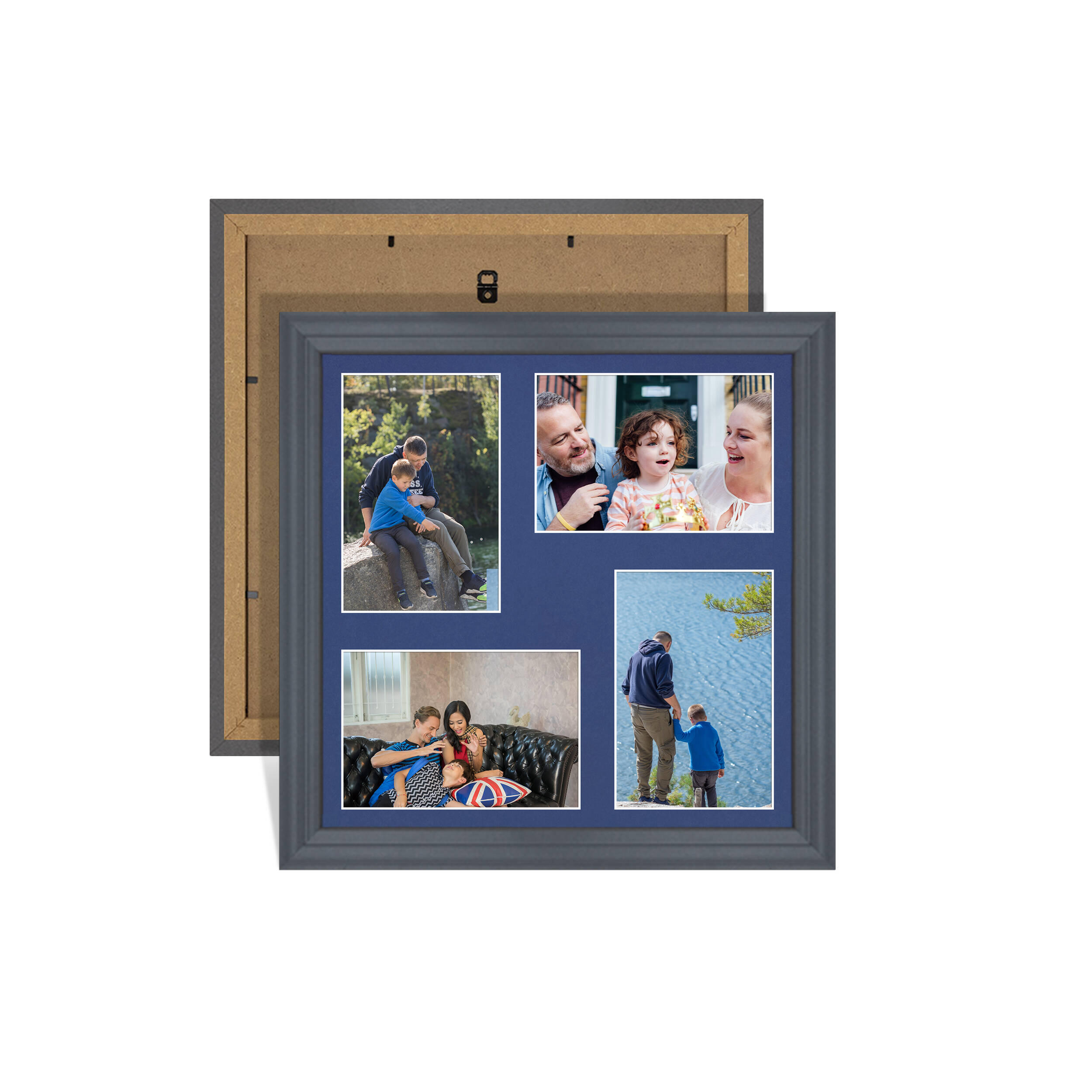 Dark Grey Colour Multi Aperture Photo Frame 6X4 (x4) Pictures – Collage Wall Frame for Family Photos – 12x12 Picture Frame Size
