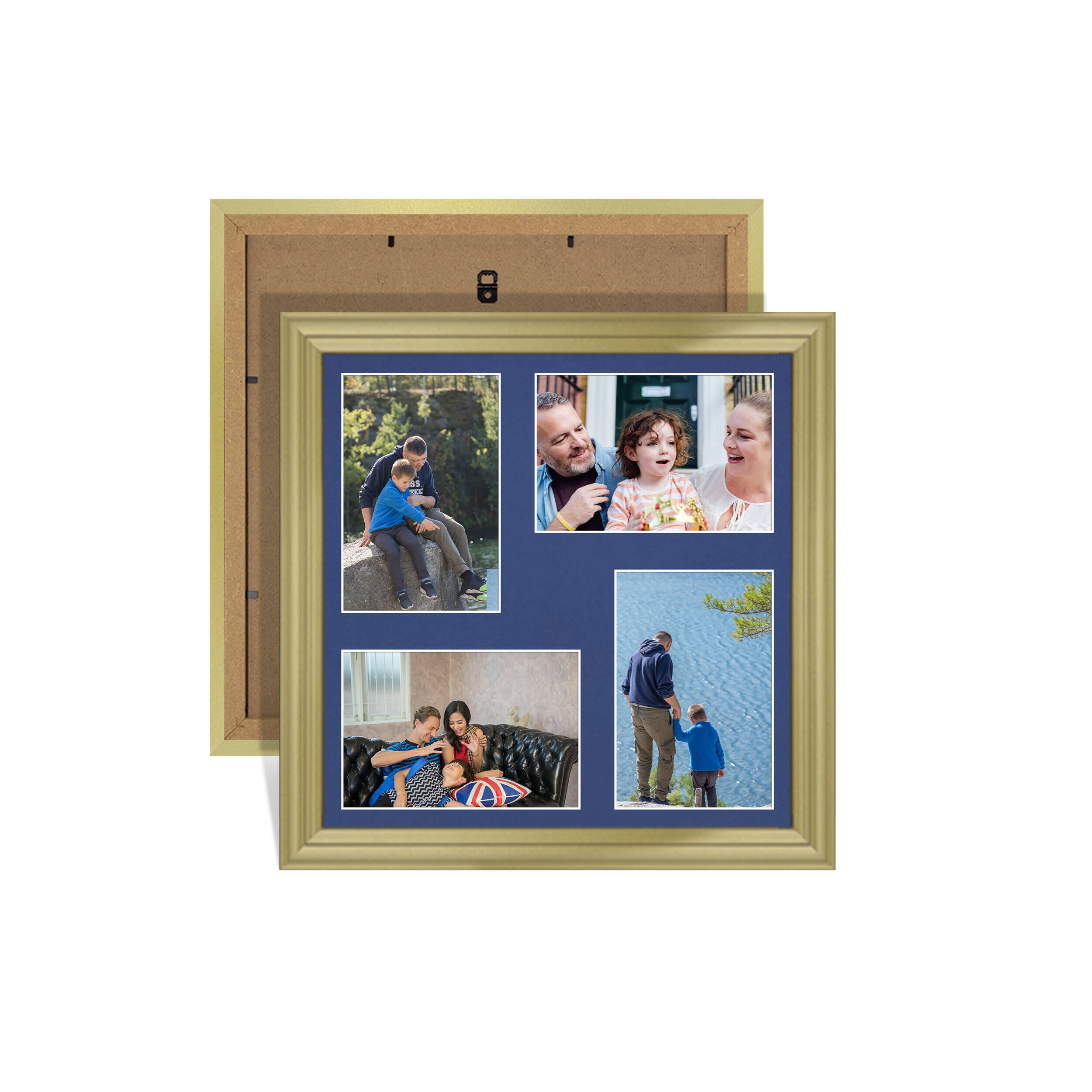 Gold Colour Multi Aperture Photo Frame 6X4 (x4) Pictures – Collage Wall Frame For Family Photos – 12x12 Picture Frame Size