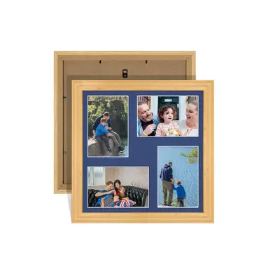 Light Oak Colour Multi Aperture Photo Frame 6X4 (x4) Pictures – Collage Wall Frame For Loved Ones Photos – 12x12 Frame Size