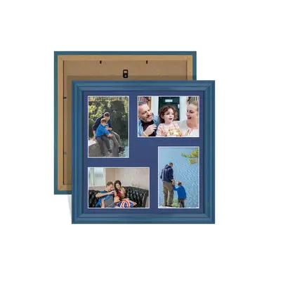 Navy Blue Colour Multi Aperture Photo Frame 6X4 (x4) Pictures – Collage Wall Frame For Loved Ones Photos – 12x12 Frame Size