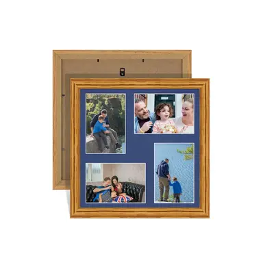 Oak Colour Multi Aperture Photo Frame 6X4 (x4) Pictures – Collage Wall Frame For Loved Ones Photos – 12x12 Frame Size
