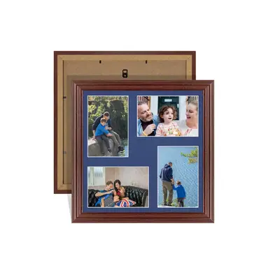 Rose Wood Colour Multi Aperture Photo Frame 6X4 (x4) Pictures – Collage Wall Frame For Loved Ones Photos – 12x12 Frame Size