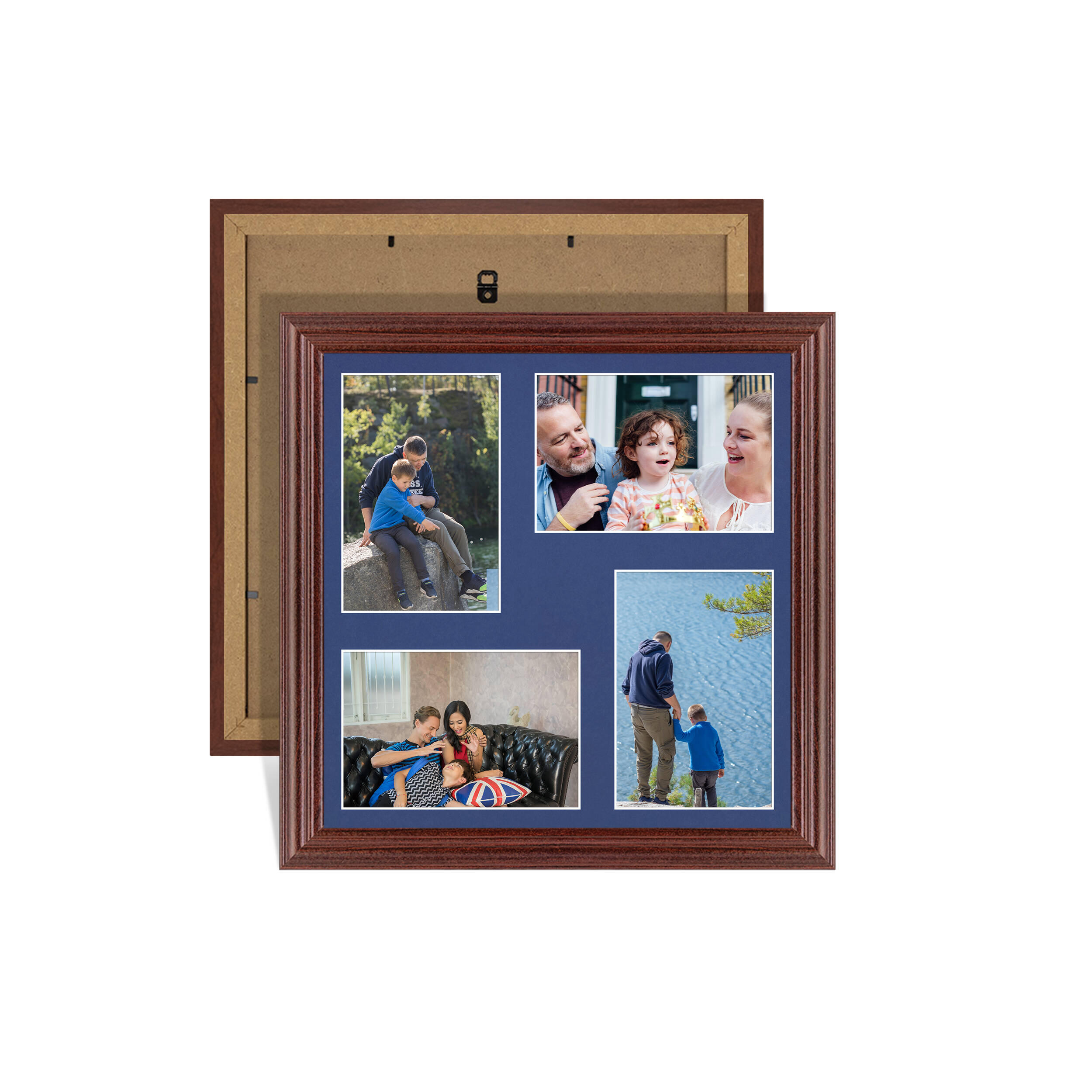 Rose Wood Colour Multi Aperture Photo Frame 6X4 (x4) Pictures – Collage Wall Frame For Loved Ones Photos – 12x12 Frame Size
