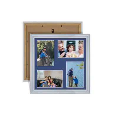 Silver Colour Multi Aperture Photo Frame 6X4 (x4) Pictures – Collage Wall Frame for Family Photos – 12x12 Picture Frame Size