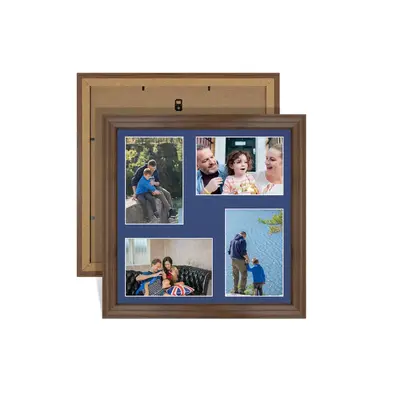 Walnut Colour Multi Aperture Photo Frame 6X4 (x4) Pictures – Collage Wall Frame For Family Photos – 12x12 Picture Frame Size