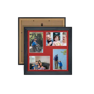 Black Colour Multi Aperture Photo Frame 6X4 (x4) Pictures – Collage Wall Frame For Family Photos – 12x12 Picture Frame Size