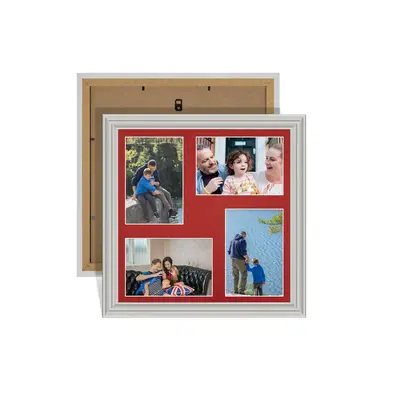 Light Grey Colour Multi Aperture Photo Frame 6X4 (x4) Pictures – Collage Wall Frame For Family Photos – 12x12 Picture Frame Size