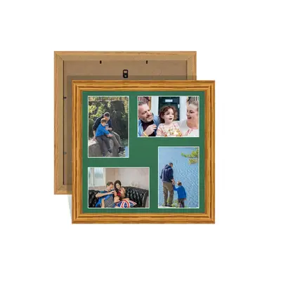 Oak Colour Multi Aperture Photo Frame 6X4 (x4) Pictures – Collage Wall Frame For Family Photos – 12x12 Picture Frame Size