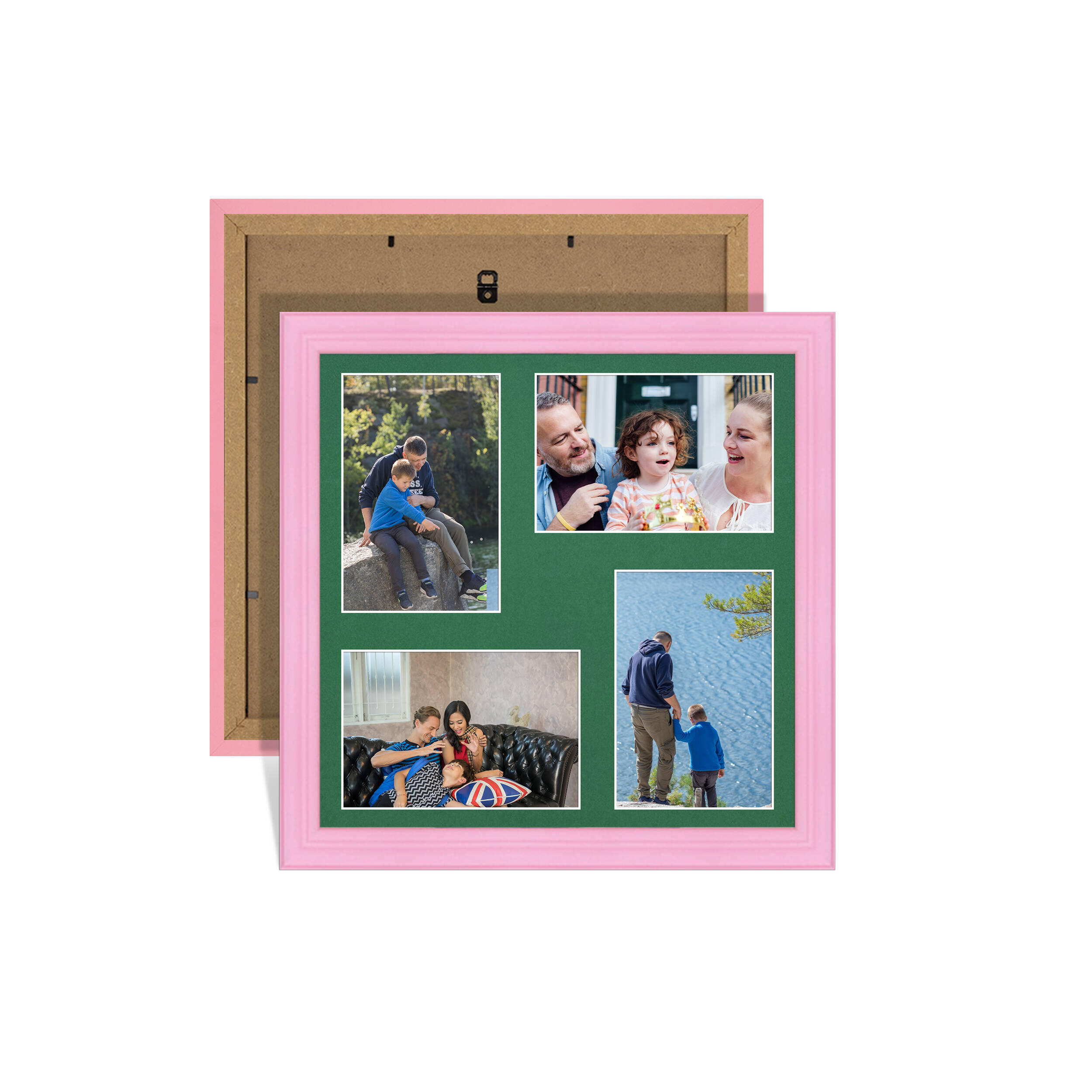 Pastel Pink Colour Multi Aperture Photo Frame 6X4 (x4) Pictures – Collage Wall Frame For Family Photos – 12x12 Picture Frame Size