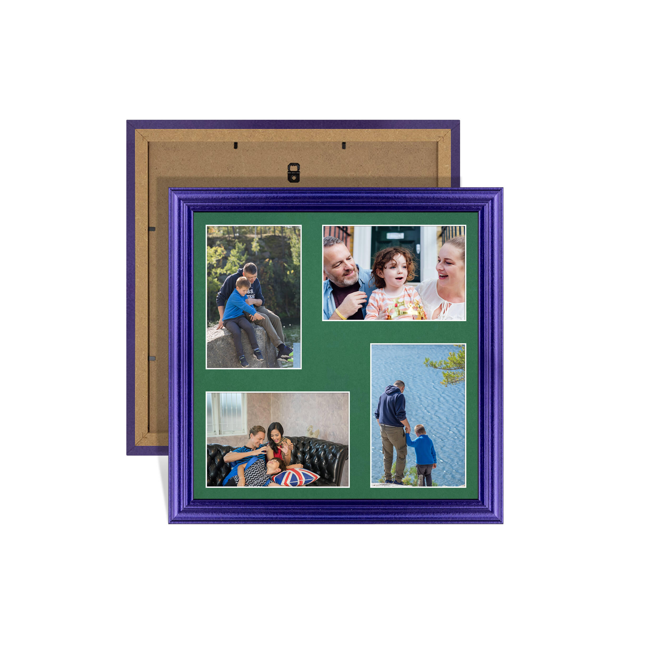 Purple Colour Multi Aperture Photo Frame 6X4 (x4) Pictures – Collage Wall Frame For Loved Ones Photos – 12x12 Frame Size