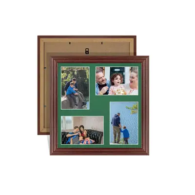 Rose Wood Colour Multi Aperture Photo Frame 6X4 (x4) Pictures – Collage Wall Frame for Family Photos – 12x12 Picture Frame Size