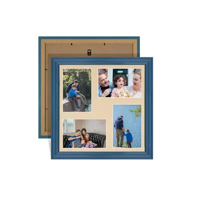 Navy Blue Colour Multi Aperture Photo Frame 6X4 (x4) Pictures – Collage Wall Frame for Family Photos – 12x12 Picture Frame Size