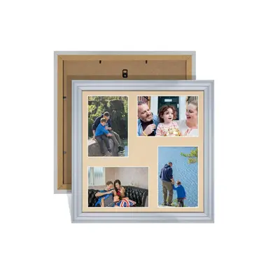 Silver Colour Multi Aperture Photo Frame 6X4 (x4) Pictures – Collage Wall Frame for Family Photos – 12x12 Picture Frame Size