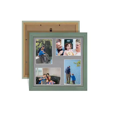 Green Colour Multi Aperture Photo Frame 6X4 (x4) Pictures – Collage Wall Frame For Family Photos – 12x12 Picture Frame Size