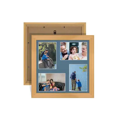 Country Pine Colour Multi Aperture Photo Frame 6X4 (x4) Pictures – Collage Wall Frame for Family Photos – 12x12 Picture Frame Size