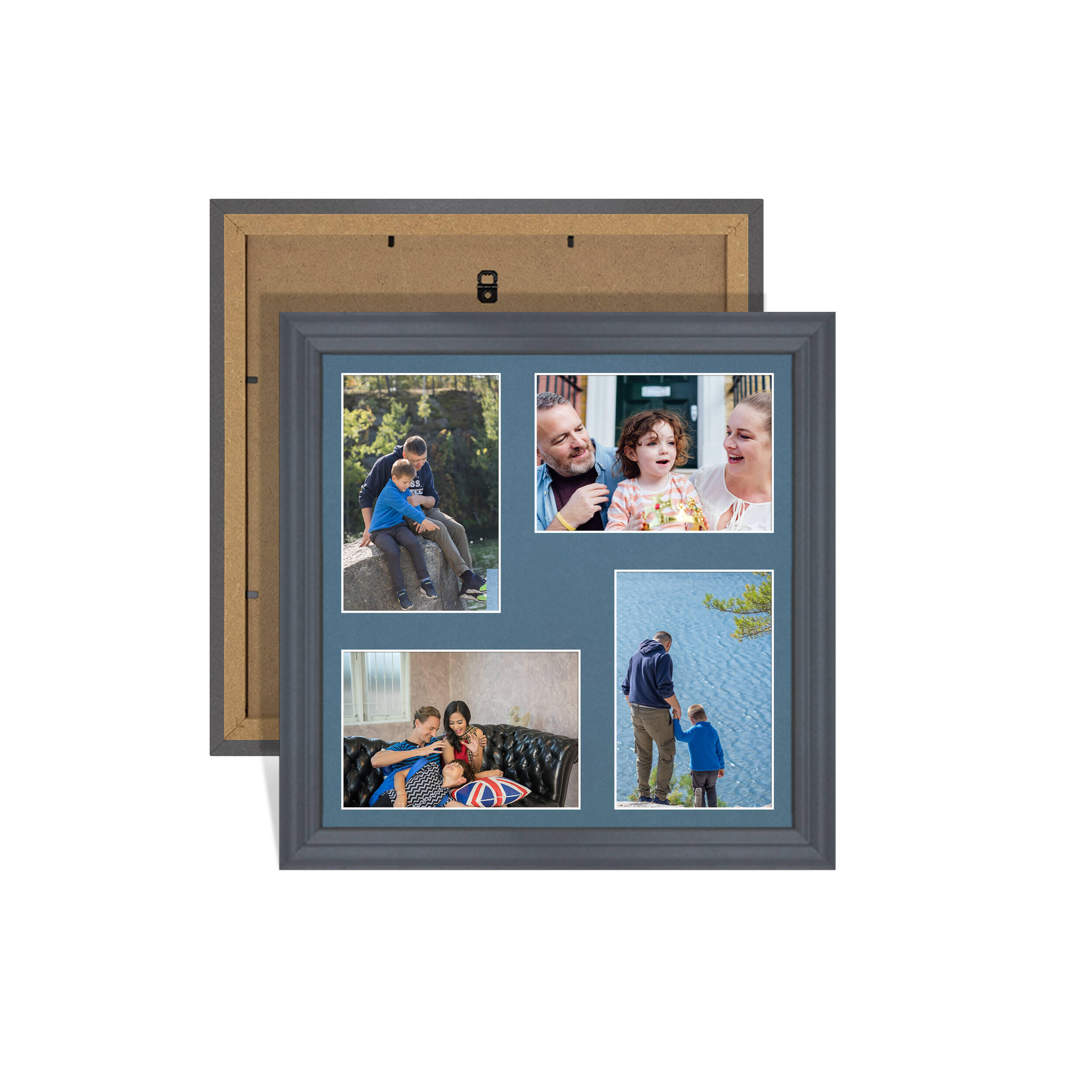 Dark Grey Colour Multi Aperture Photo Frame 6X4 (x4) Pictures – Collage Wall Frame for Family Photos – 12x12 Picture Frame Size