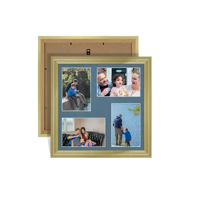 Gold Colour Multi Aperture Photo Frame 6X4 (x4) Pictures – Collage Wall Frame For Loved Ones Photos – 12x12 Frame Size