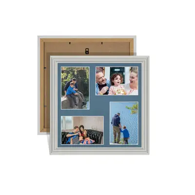 Light Grey Colour Multi Aperture Photo Frame 6X4 (x4) Pictures – Collage Wall Frame for Family Photos – 12x12 Picture Frame Size