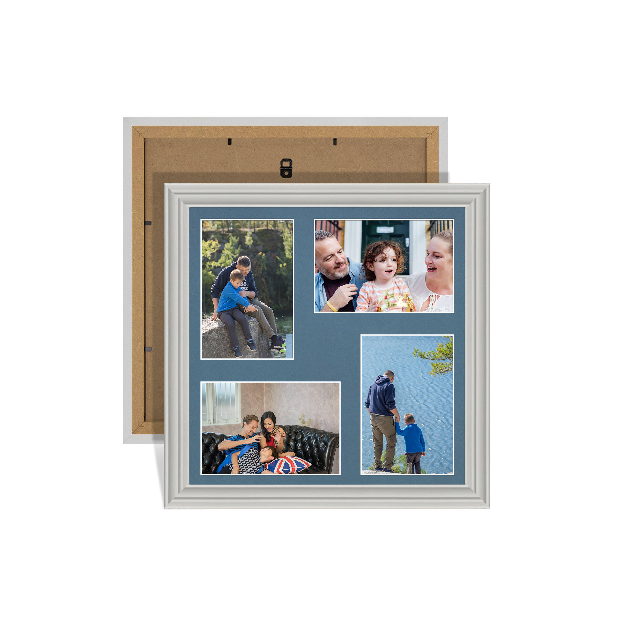 Light Grey Colour Multi Aperture Photo Frame 6X4 (x4) Pictures – Collage Wall Frame for Family Photos – 12x12 Picture Frame Size