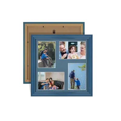 Navy Blue Colour Multi Aperture Photo Frame 6X4 (x4) Pictures – Collage Wall Frame For Loved Ones Photos – 12x12 Frame Size