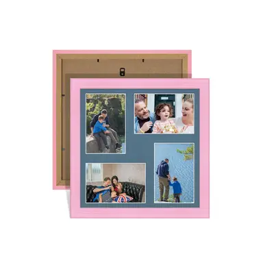 Pastel Pink Colour Multi Aperture Photo Frame 6X4 (x4) Pictures – Collage Wall Frame For Loved Ones Photos – 12x12 Frame Size