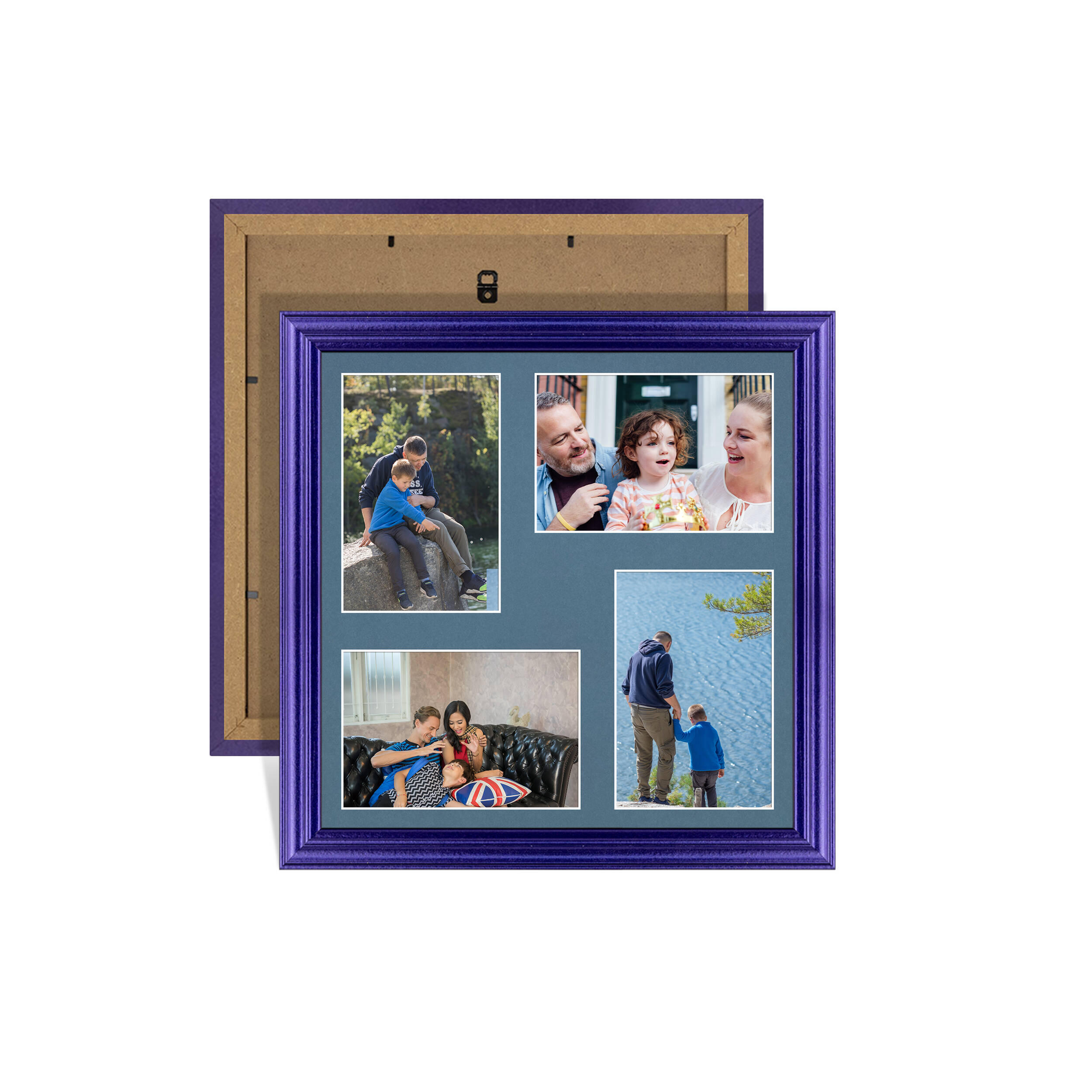 Purple Colour Multi Aperture Photo Frame 6X4 (x4) Pictures – Collage Wall Frame for Family Photos – 12x12 Picture Frame Size