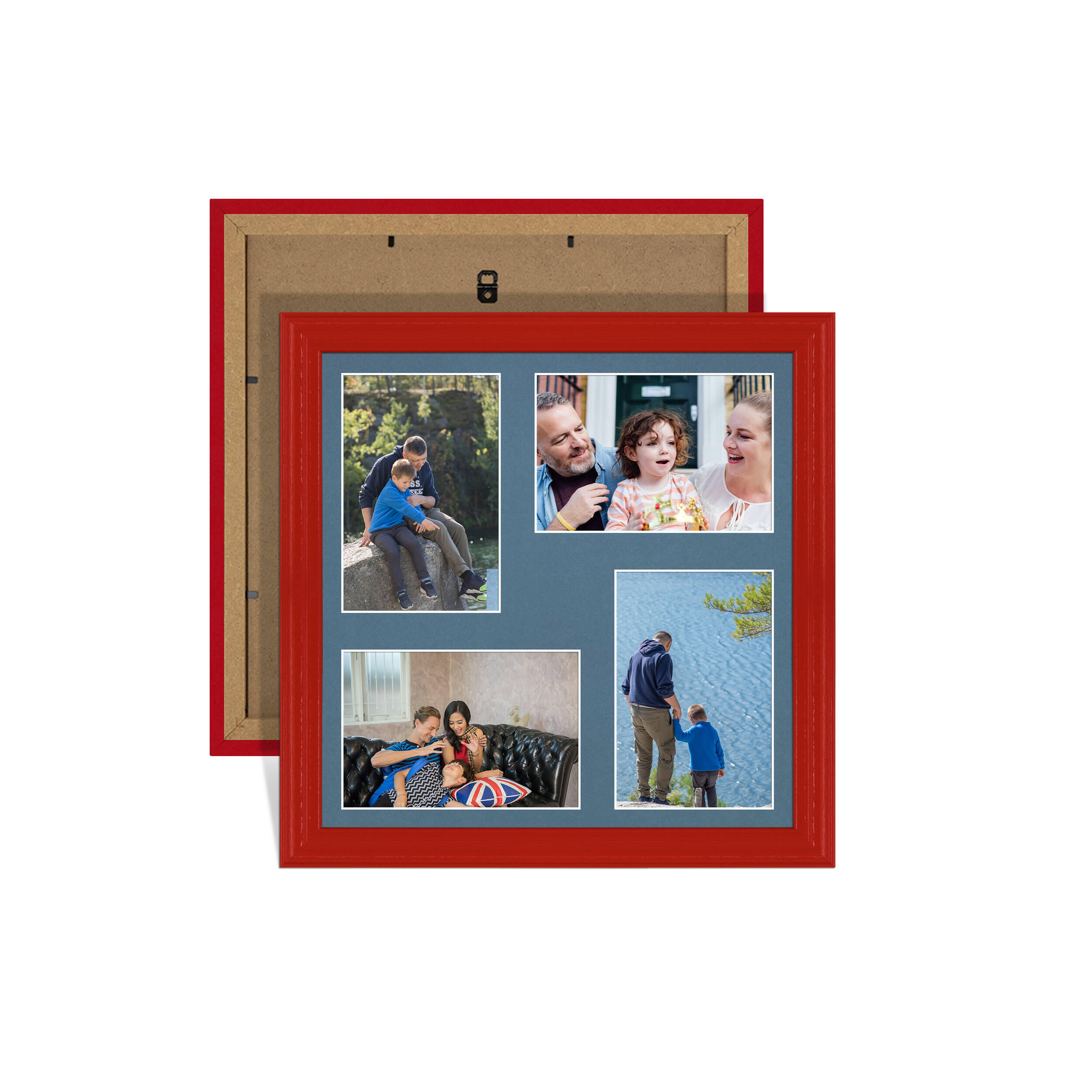 Red Colour Multi Aperture Photo Frame 6X4 (x4) Pictures – Collage Wall Frame For Loved Ones Photos – 12x12 Frame Size