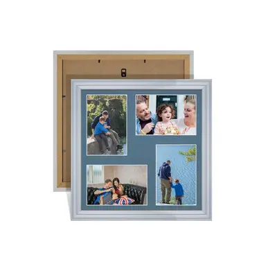 Silver Colour Multi Aperture Photo Frame 6X4 (x4) Pictures – Collage Wall Frame For Loved Ones Photos – 12x12 Frame Size