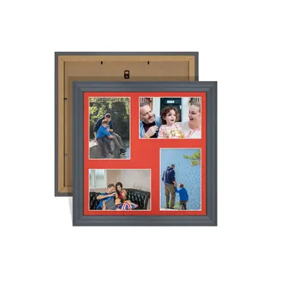 Dark Grey Colour Multi Aperture Photo Frame 6X4 (x4) Pictures – Collage Wall Frame For Family Photos – 12x12 Picture Frame Size