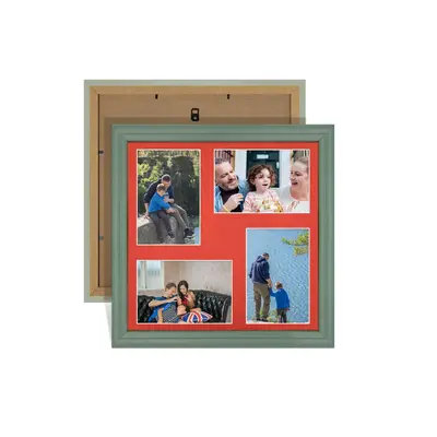 Green Colour Multi Aperture Photo Frame 6X4 (x4) Pictures – Collage Wall Frame for Family Photos – 12x12 Picture Frame Size