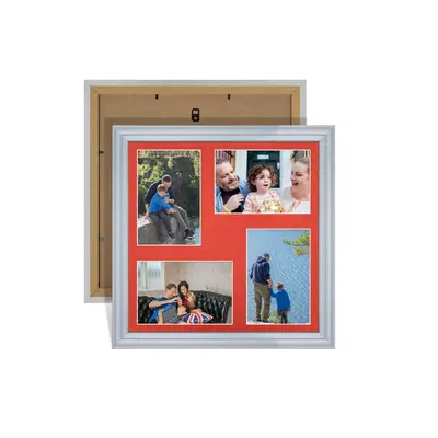 Silver Colour Multi Aperture Photo Frame 6X4 (x4) Pictures – Collage Wall Frame for Family Photos – 12x12 Picture Frame Size