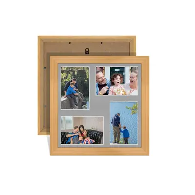 Country Pine Colour Multi Aperture Photo Frame 6X4 (x4) Pictures – Collage Wall Frame For Family Photos – 12x12 Picture Frame Size