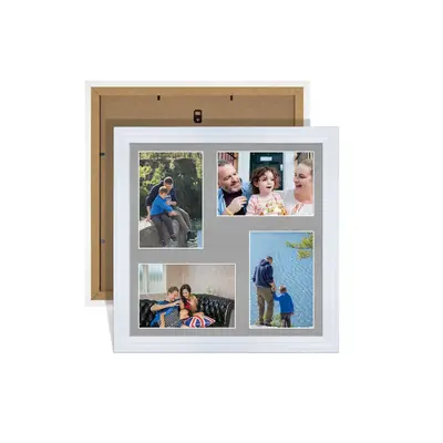 White Colour Multi Aperture Photo Frame 6X4 (x4) Pictures – Collage Wall Frame for Family Photos – 12x12 Picture Frame Size