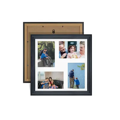 Black Colour Multi Aperture Photo Frame 6X4 (x4) Pictures – Collage Wall Frame For Family Photos – 12x12 Picture Frame Size
