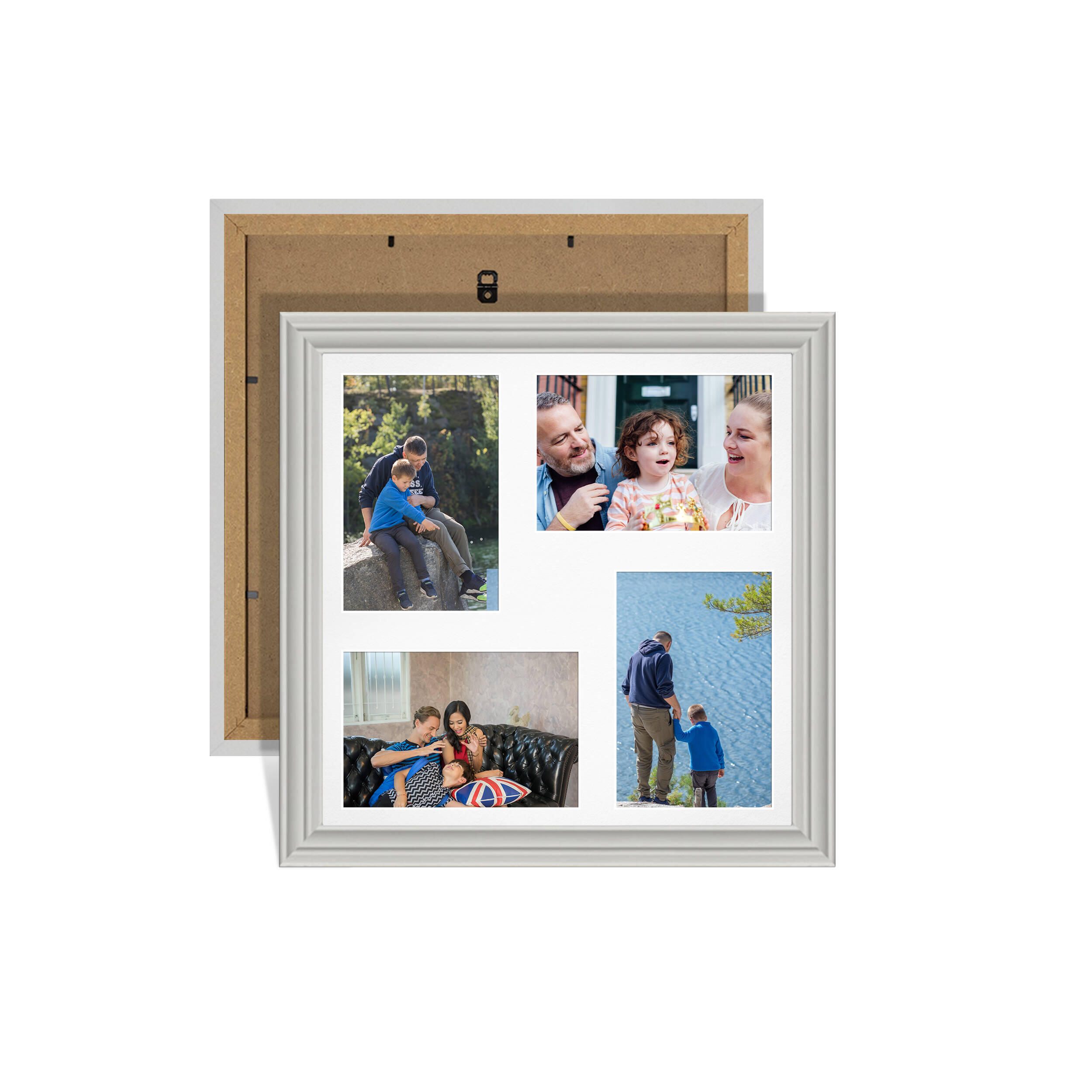 Light Grey Colour Multi Aperture Photo Frame 6X4 (x4) Pictures – Collage Wall Frame For Family Photos – 12x12 Picture Frame Size