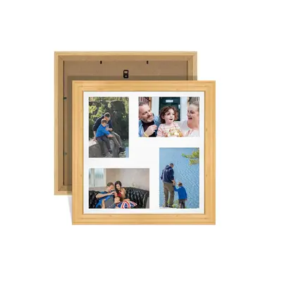 Light Oak Colour Multi Aperture Photo Frame 6X4 (x4) Pictures – Collage Wall Frame for Family Photos – 12x12 Picture Frame Size