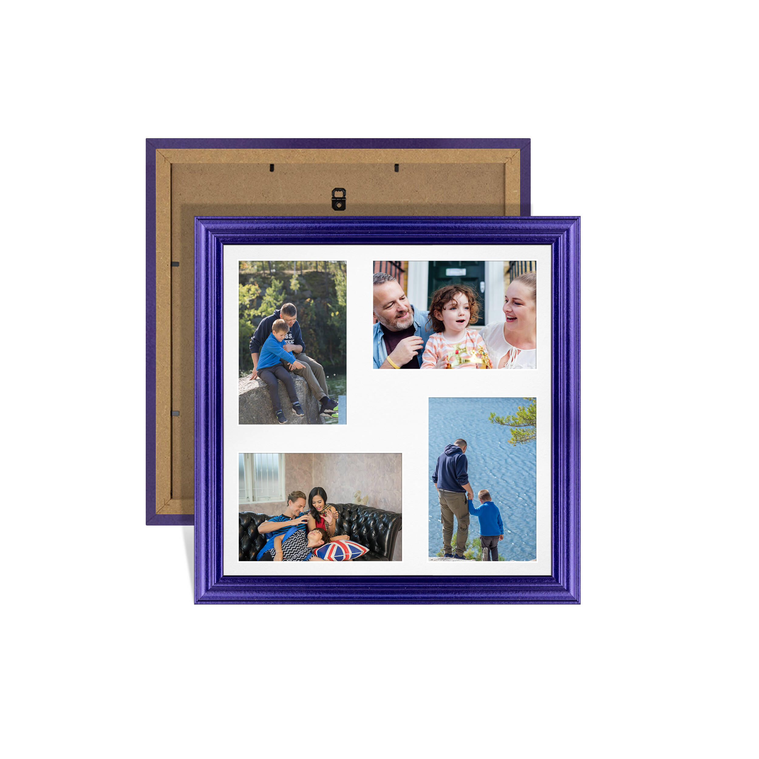 Purple Colour Multi Aperture Photo Frame 6X4 (x4) Pictures – Collage Wall Frame For Loved Ones Photos – 12x12 Frame Size