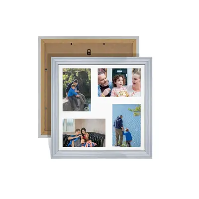 Silver Colour Multi Aperture Photo Frame 6X4 (x4) Pictures – Collage Wall Frame For Loved Ones Photos – 12x12 Frame Size