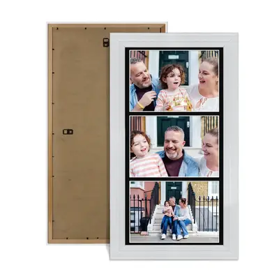 White Colour Multi Aperture Photo Frame 7X5 (x3) Pictures – Collage Wall Frame for Family Photos – 16x8 Picture Frame Size