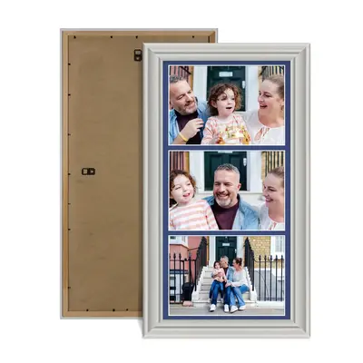 Light Grey Colour Multi Aperture Photo Frame 7X5 (x3) Pictures – Collage Wall Frame For Loved Ones Photos – 16x8 Frame Size